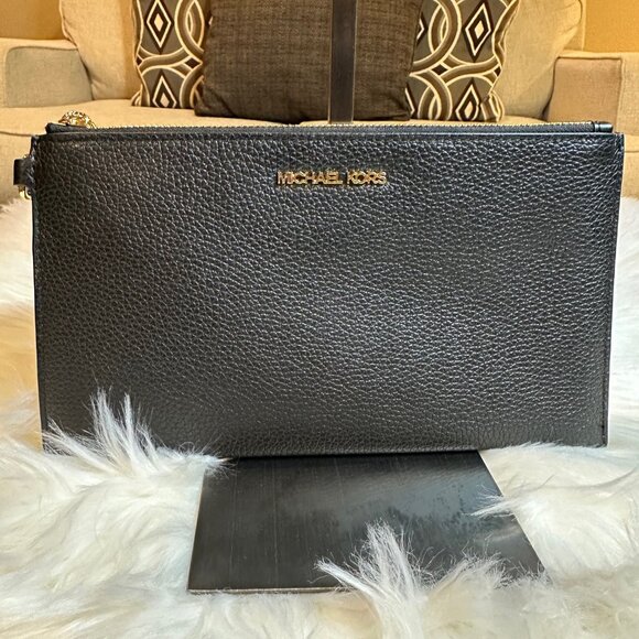 NWT Michael Kors Jet Set Travel Large Pebbled Leather Pouch - Picture 2 of 5